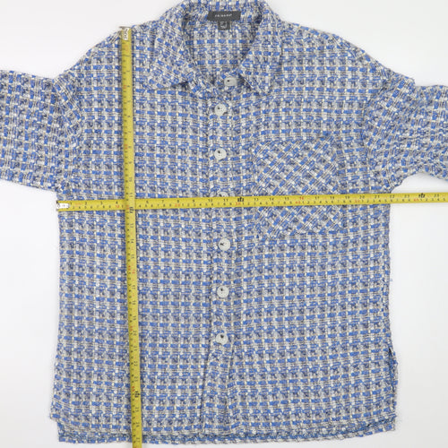 Primark Women's Blue Checked Tweed Button Jacket Size 10