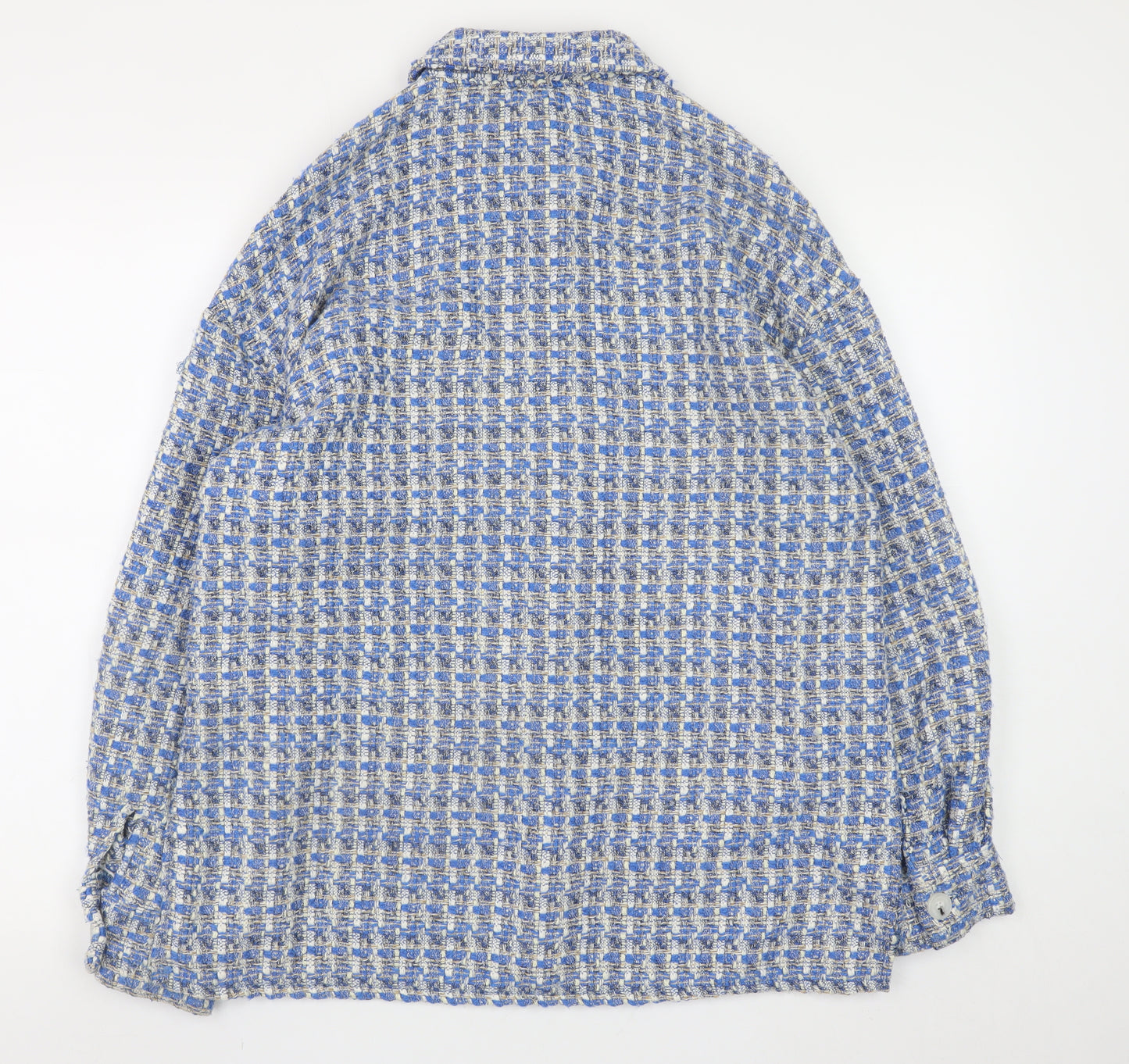 Primark Women's Blue Checked Tweed Button Jacket Size 10