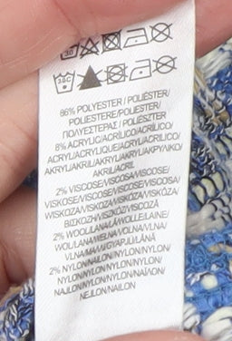 Primark Women's Blue Checked Tweed Button Jacket Size 10