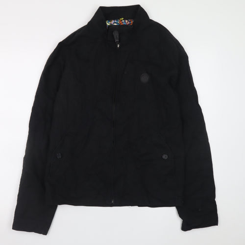 Pretty Green Women's Black Cotton Bomber Jacket Size S Retro Style