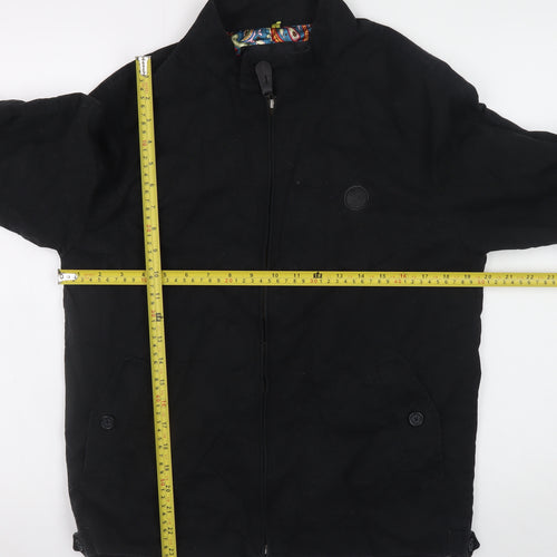 Pretty Green Women's Black Cotton Bomber Jacket Size S Retro Style
