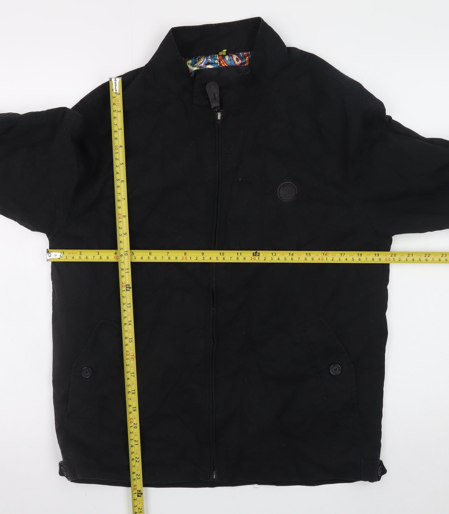 Pretty Green Women's Black Cotton Bomber Jacket Size S Retro Style