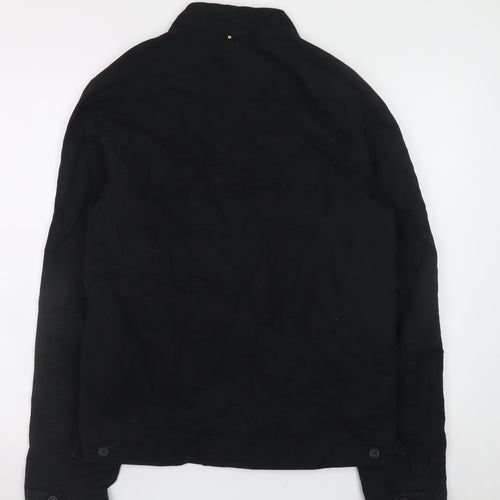 Pretty Green Women's Black Cotton Bomber Jacket Size S Retro Style