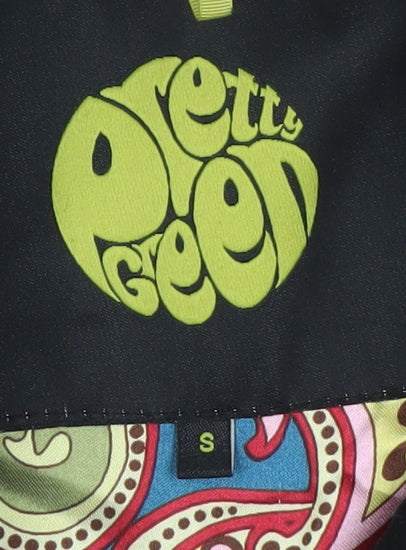 Pretty Green Women's Black Cotton Bomber Jacket Size S Retro Style