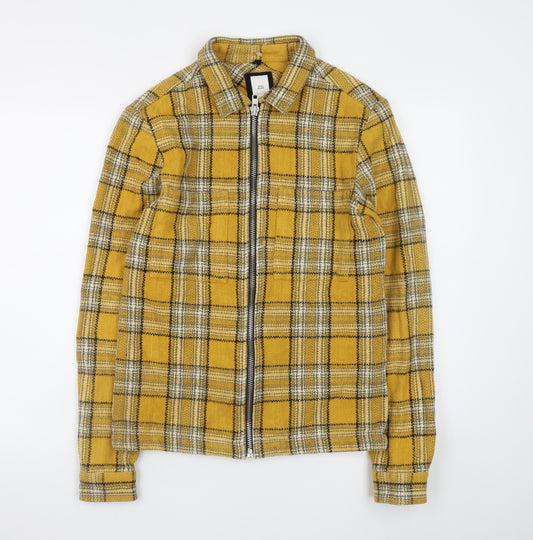 River Island Womens Yellow Check Cotton Zip Jacket XS