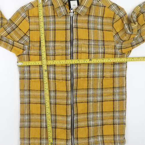 River Island Womens Yellow Check Cotton Zip Jacket XS