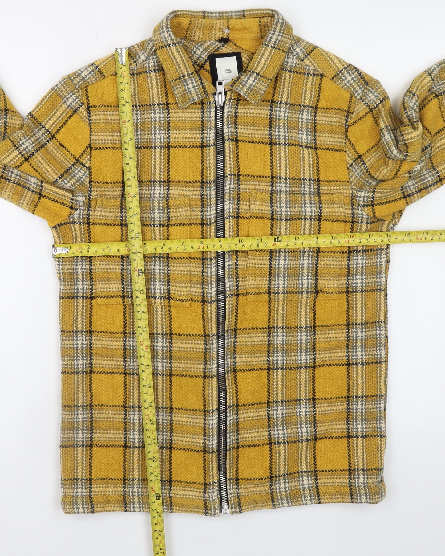 River Island Womens Yellow Check Cotton Zip Jacket XS