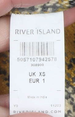 River Island Womens Yellow Check Cotton Zip Jacket XS