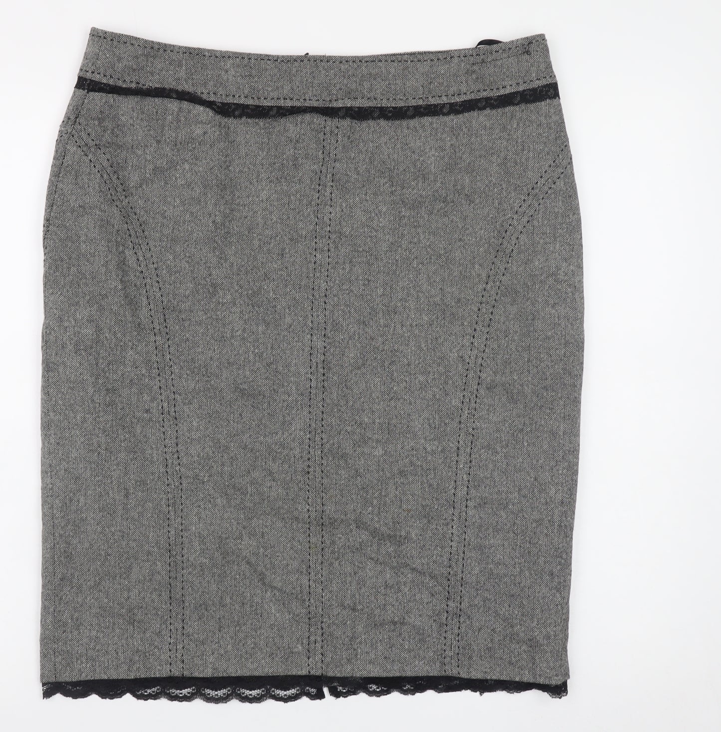 Marks and Spencer Women Grey Wool Blend Pencil Skirt UK 14