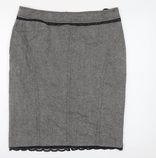 Marks and Spencer Women Grey Wool Blend Pencil Skirt UK 14