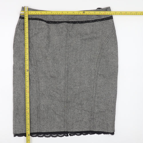Marks and Spencer Women Grey Wool Blend Pencil Skirt UK 14
