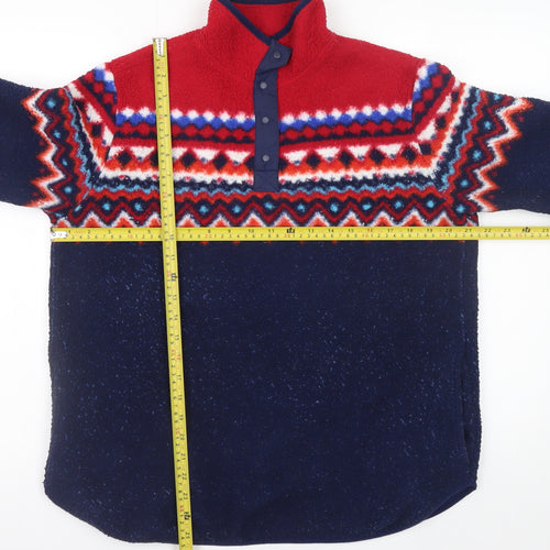 Lands' End Men's Multicoloured Fleece 1/4 Zip Fair Isle Jacket M