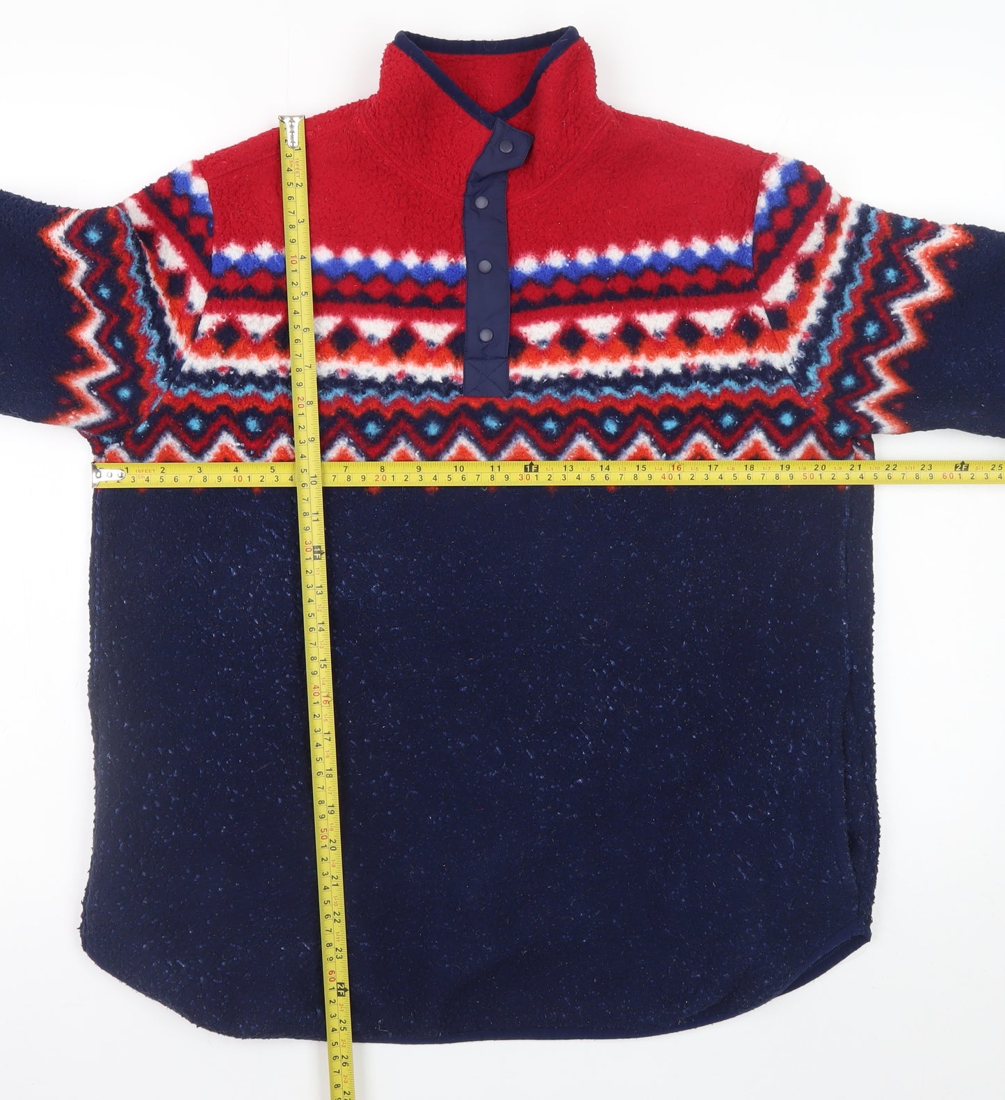 Lands' End Men's Multicoloured Fleece 1/4 Zip Fair Isle Jacket M