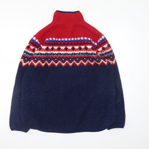 Lands' End Men's Multicoloured Fleece 1/4 Zip Fair Isle Jacket M