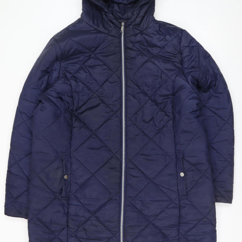 Friends Like These Women’s Blue Quilted Long Hooded Coat Size 22