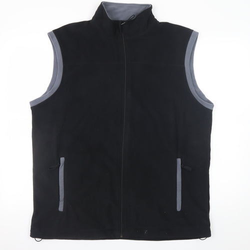 Crane Mens Black Fleece Bodywarmer XL Full Zip Lightweight Vest
