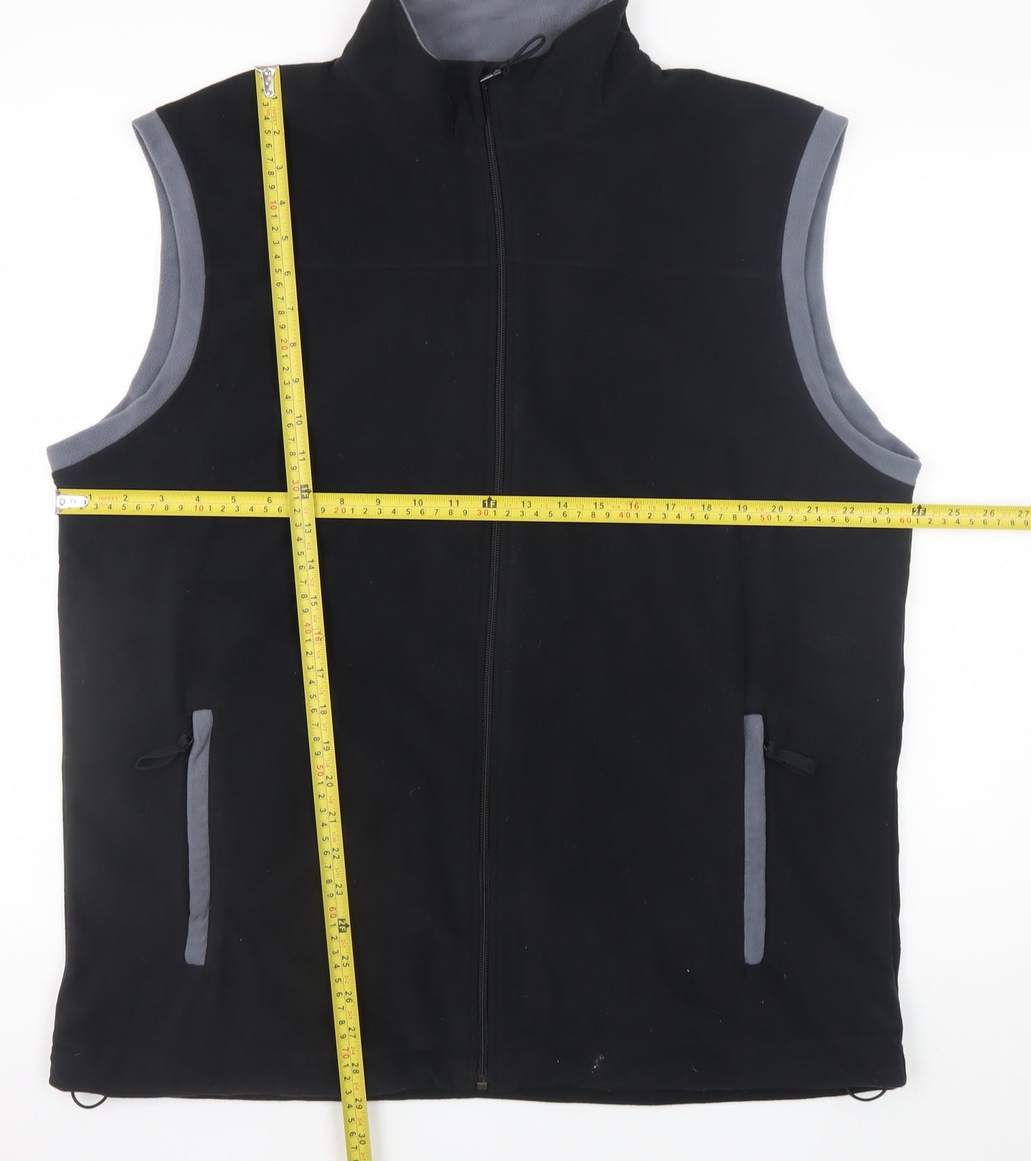 Crane Mens Black Fleece Bodywarmer XL Full Zip Lightweight Vest