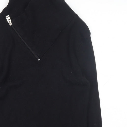 Stone UK Men’s Black High Neck Zip Pullover Jumper XL