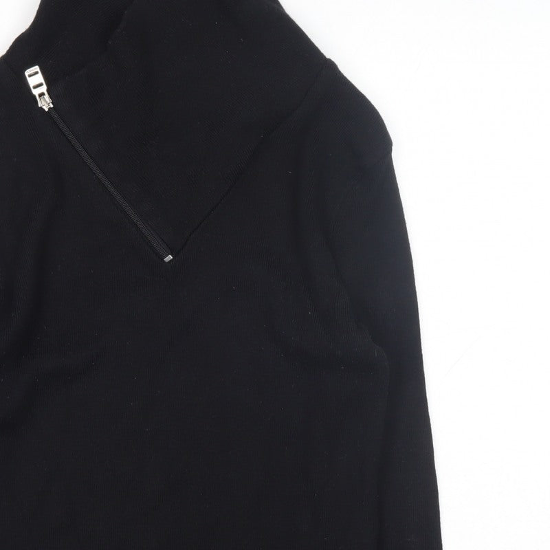 Stone UK Men’s Black High Neck Zip Pullover Jumper XL