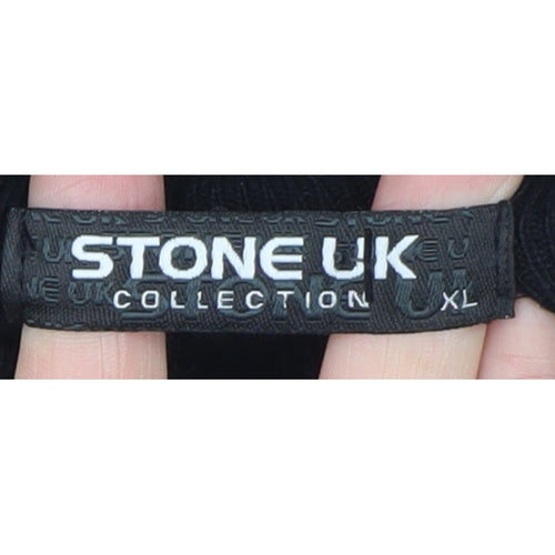 Stone UK Men’s Black High Neck Zip Pullover Jumper XL