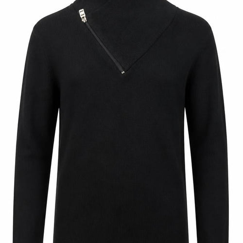 Stone UK Men’s Black High Neck Zip Pullover Jumper XL