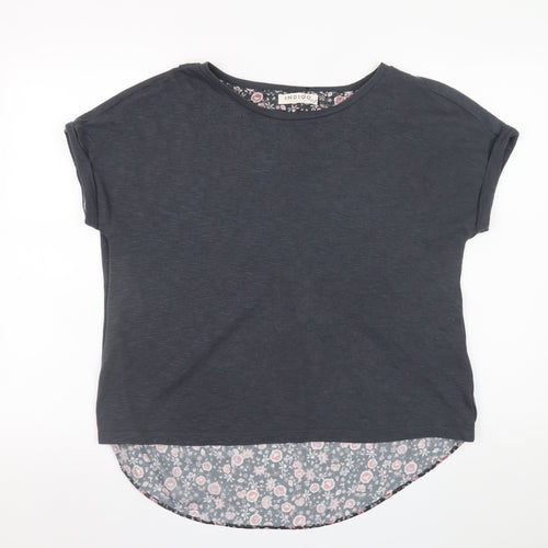 Marks and Spencer Women’s Grey Floral Hem Short Sleeve T-Shirt Size 14