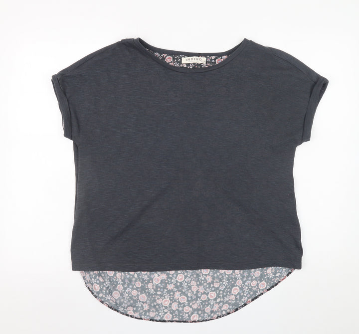 Marks and Spencer Women’s Grey Floral Hem Short Sleeve T-Shirt Size 14