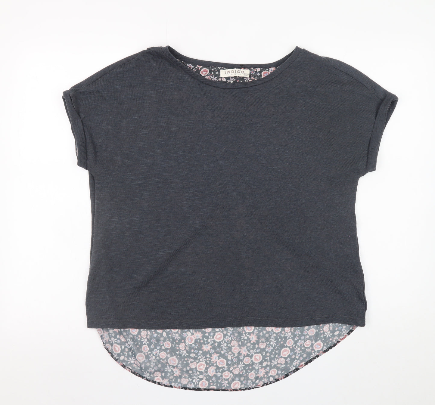 Marks and Spencer Women’s Grey Floral Hem Short Sleeve T-Shirt Size 14