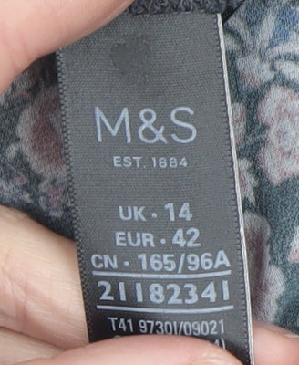 Marks and Spencer Women’s Grey Floral Hem Short Sleeve T-Shirt Size 14