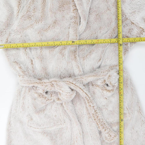 Marks and Spencer Womens Beige Hooded Fleece Robe Size 20-22
