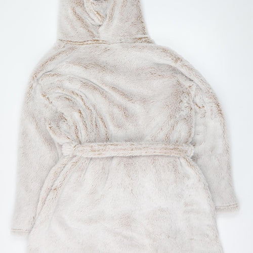 Marks and Spencer Womens Beige Hooded Fleece Robe Size 20-22