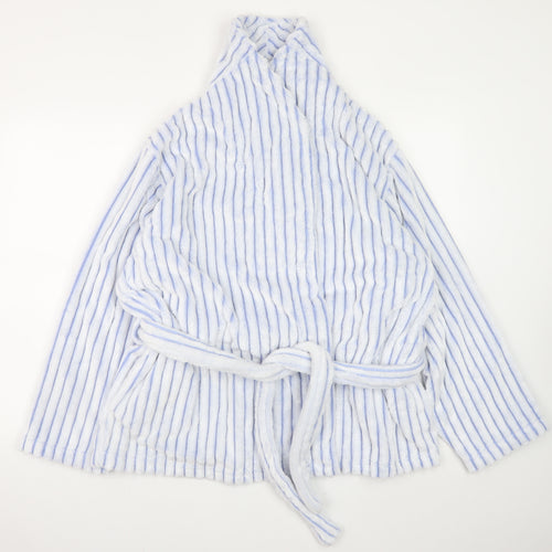 Marks and Spencer Women's Blue Striped Fleece Robe Size 20-22
