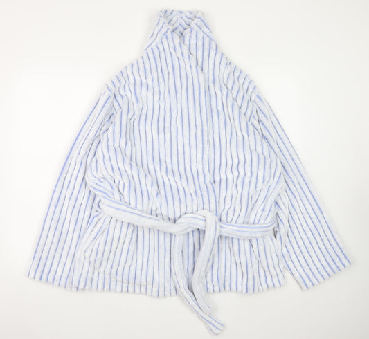 Marks and Spencer Women's Blue Striped Fleece Robe Size 20-22