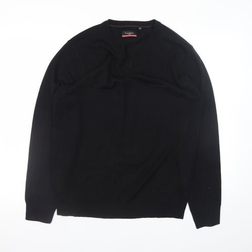 Pierre Cardin Men's Black V-Neck Acrylic Jumper M