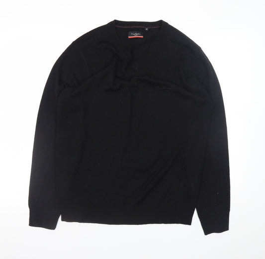Pierre Cardin Men's Black V-Neck Acrylic Jumper M