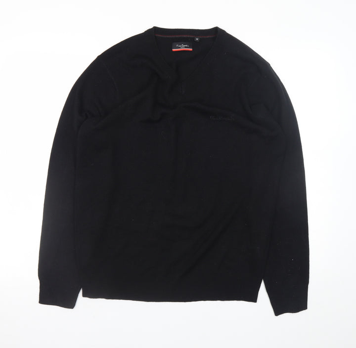 Pierre Cardin Men's Black V-Neck Acrylic Jumper M