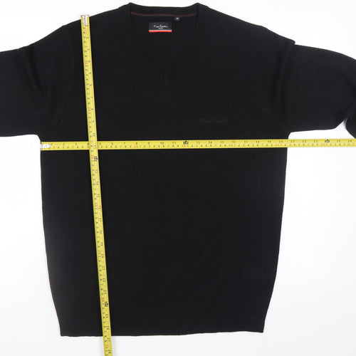Pierre Cardin Men's Black V-Neck Acrylic Jumper M