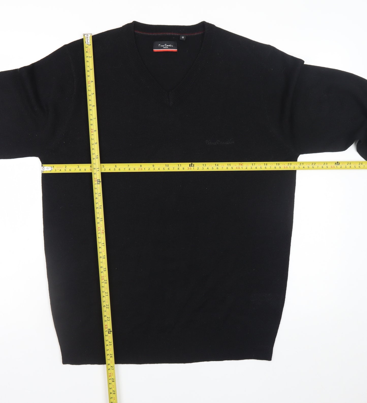 Pierre Cardin Men's Black V-Neck Acrylic Jumper M