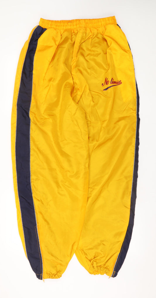 No Limit Mens Yellow Nylon Jogger Trousers XL Retro 90s Sports Style