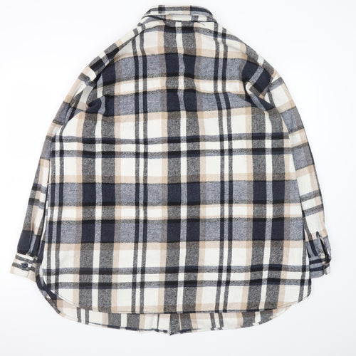 Primark Womens Beige Check Shacket Size 16 Long Sleeve Casual