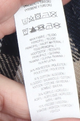 Primark Womens Beige Check Shacket Size 16 Long Sleeve Casual