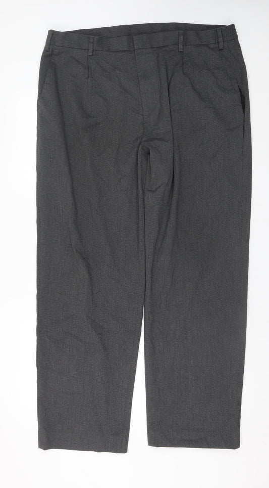 Marks and Spencer Men's Grey Regular Fit Trousers 40W 31L