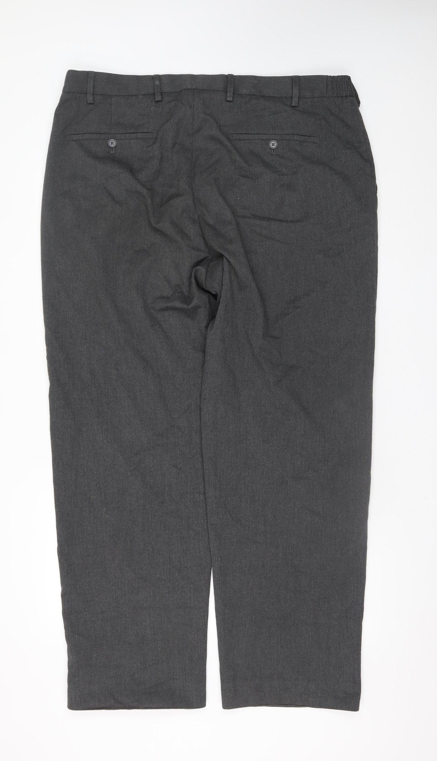 Marks and Spencer Men's Grey Regular Fit Trousers 40W 31L