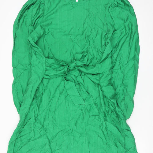 F&F Women’s Green Fit & Flare Belted Long Sleeve Dress Size 18