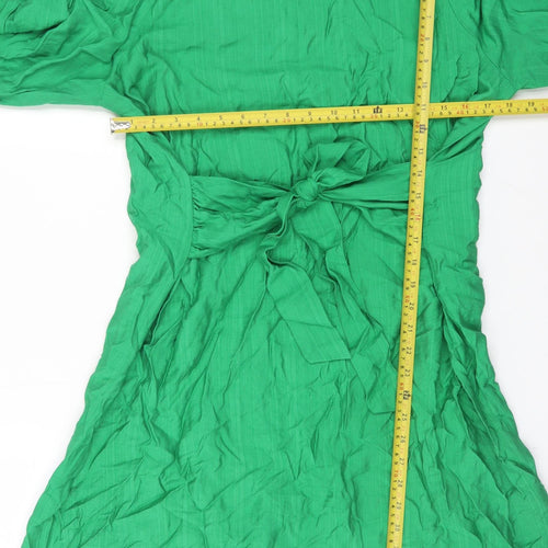 F&F Women’s Green Fit & Flare Belted Long Sleeve Dress Size 18