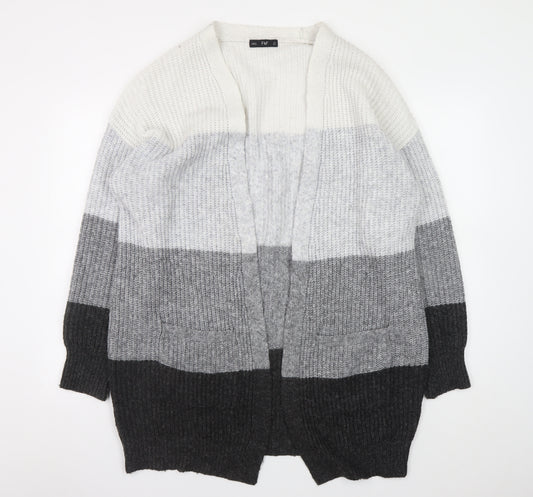F&F Women’s Grey Ombre Chunky Knit Open Cardigan UK L