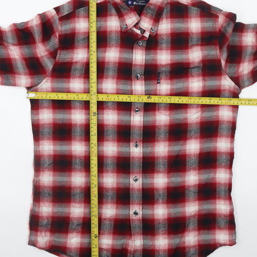 Ben Sherman Men's Red Check Long Sleeve Button-Up Shirt Size M