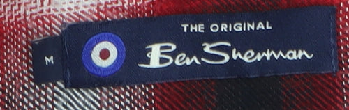 Ben Sherman Men's Red Check Long Sleeve Button-Up Shirt Size M