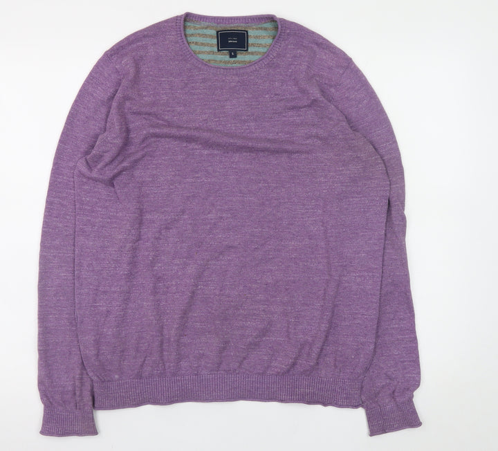 John Lewis Men's Purple Cotton Crew Neck Jumper Size S