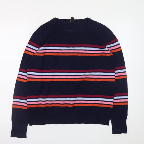 M&Co Women’s Navy Striped Crew Neck Jumper Size 14
